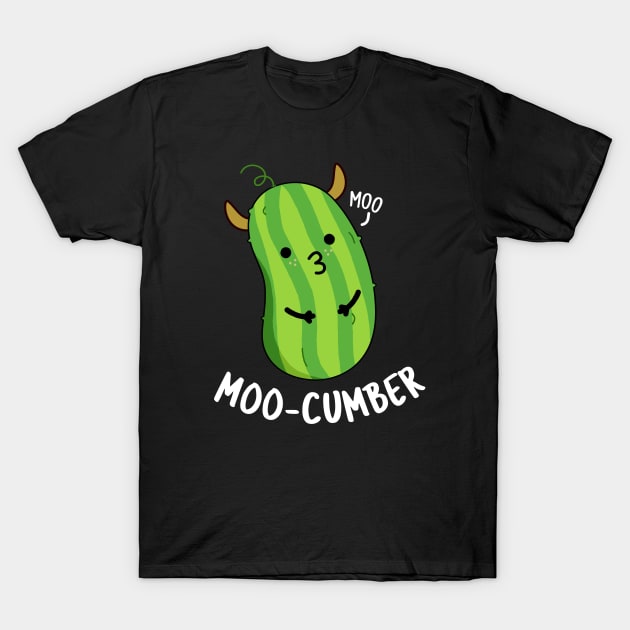 Moo-cumber Funny Veggie Cucumber Pun T-Shirt by punnybone